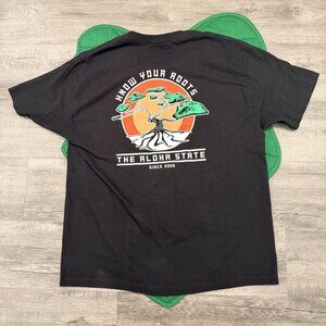 HiLife Hawaii Mens XL Black Know Your Roots Short Sleeve Graphic Tee Tshirt